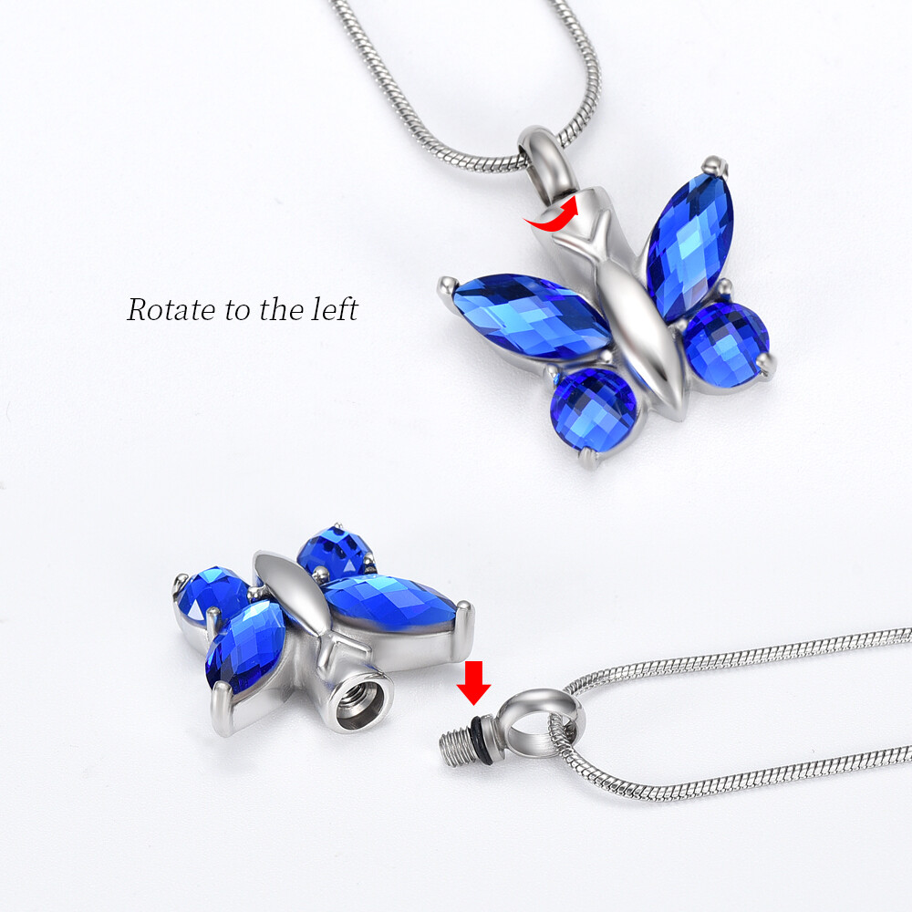 Butterfly Cremation Necklace for Ashes-Urn Neckalce for Women Cremation Jewelry
