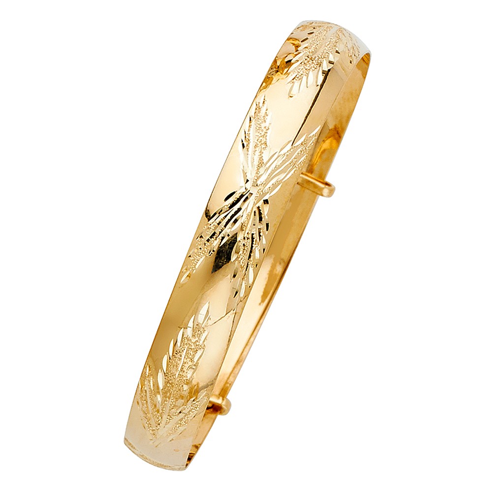 SOLID 14k Yellow Gold 8mm Adjustable Bangle Womens 4.58g