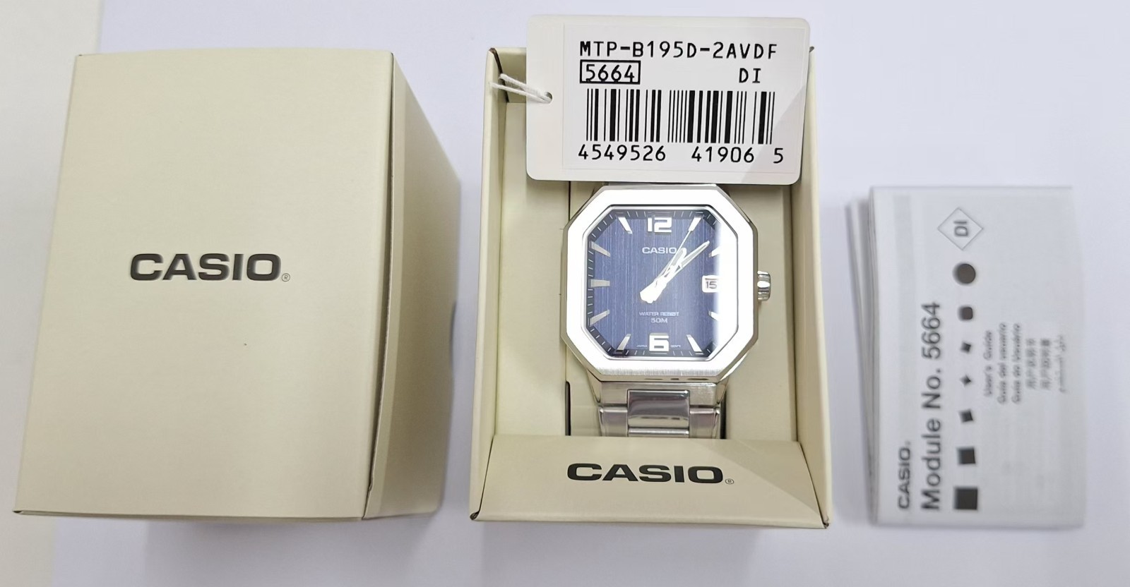 CASIO MTP‑B195 Series MTP-B195D-2A Blue Dial Analog 38 mm New Men’s Watch