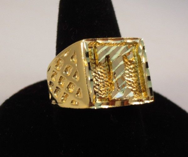 MENS 14KT GOLD PLATED BLING LETTER T INITIAL HIP HOP RING -SIZES 8-13