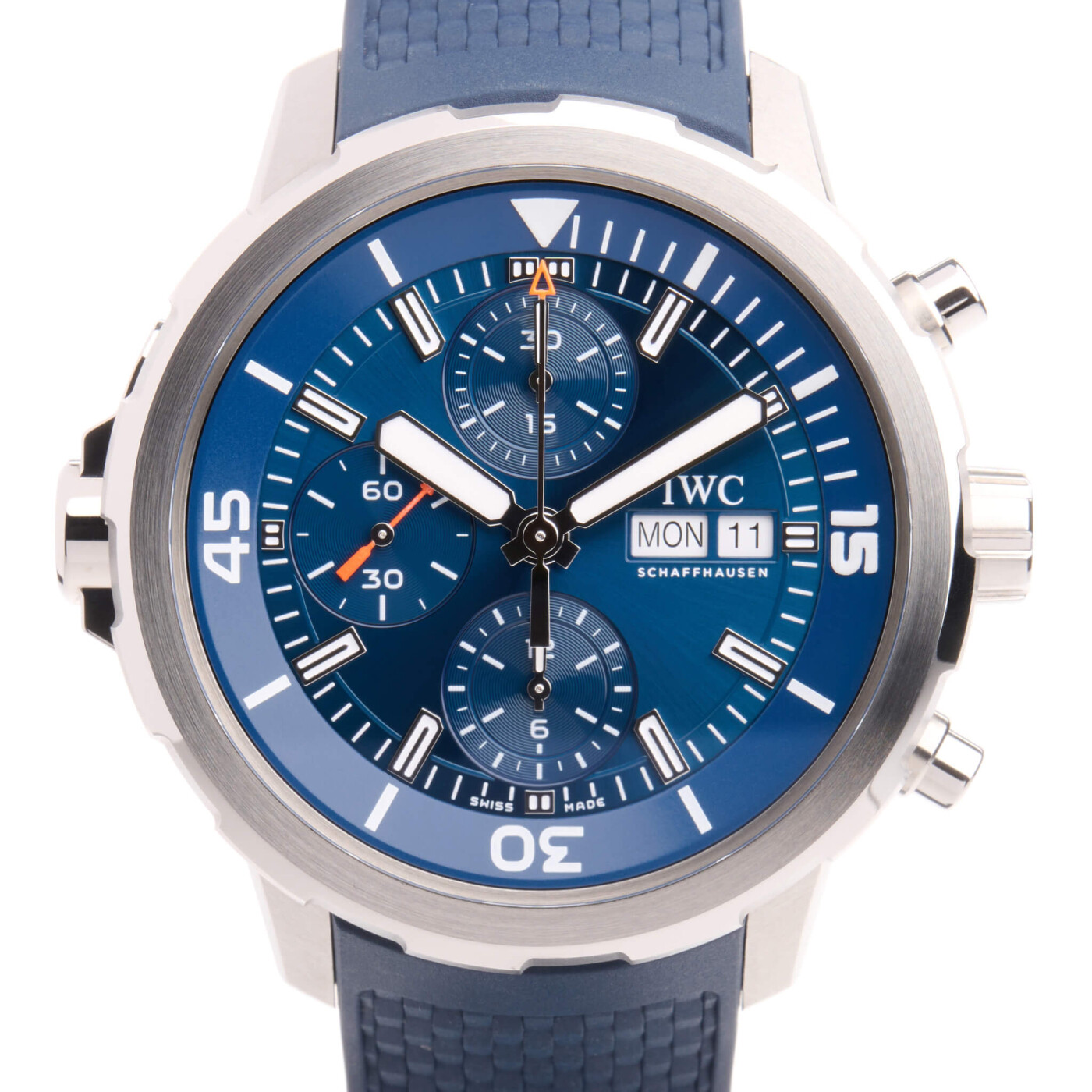 New IWC Aquatimer Chronograph steel Case Automatic 44 mm Blue Watch IW376806