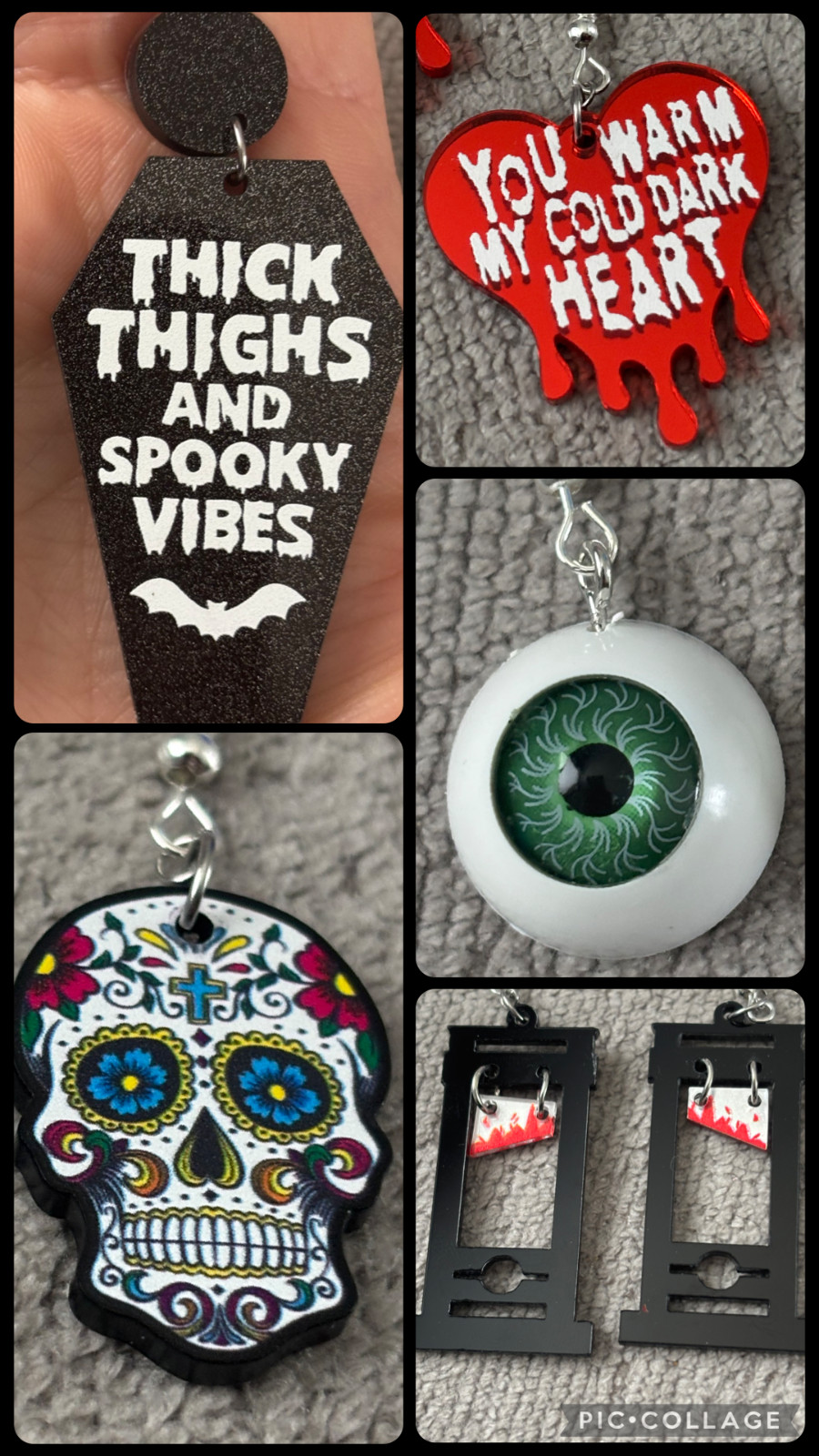 BUY 2 GET 1 FREE Spooky Themed Earrings | Dark heart Skull Cauldron Eyeball Blac