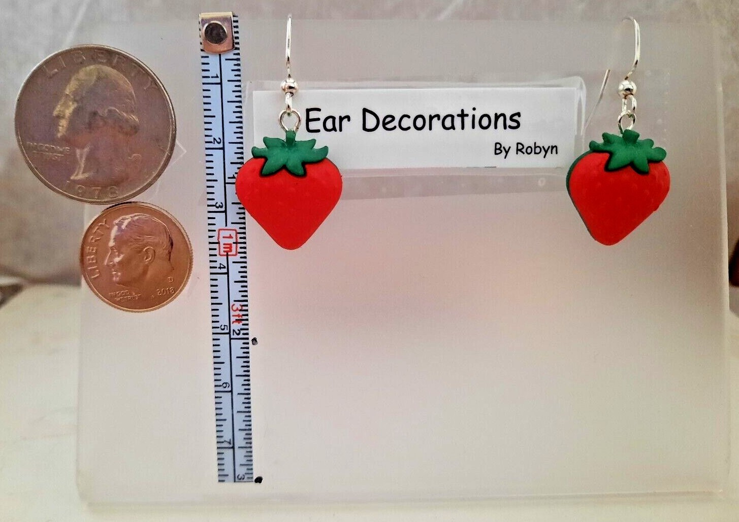 Strawberry dangling gold /silver hook earrings 2 sizesEar Decorations by Robyn