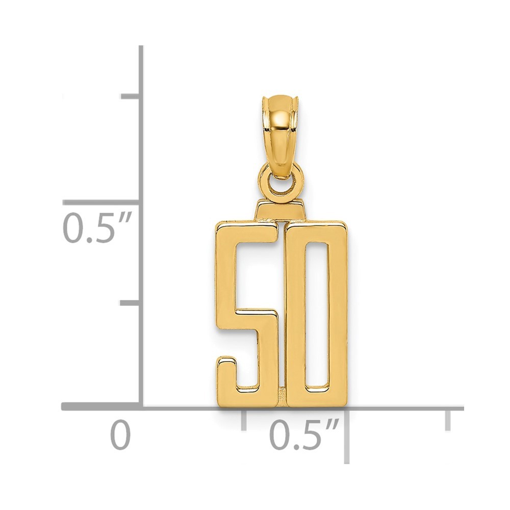 10K Yellow Gold Number 50 Pendant for Women 0.69gm L-13.4 mm, W-8.5mm