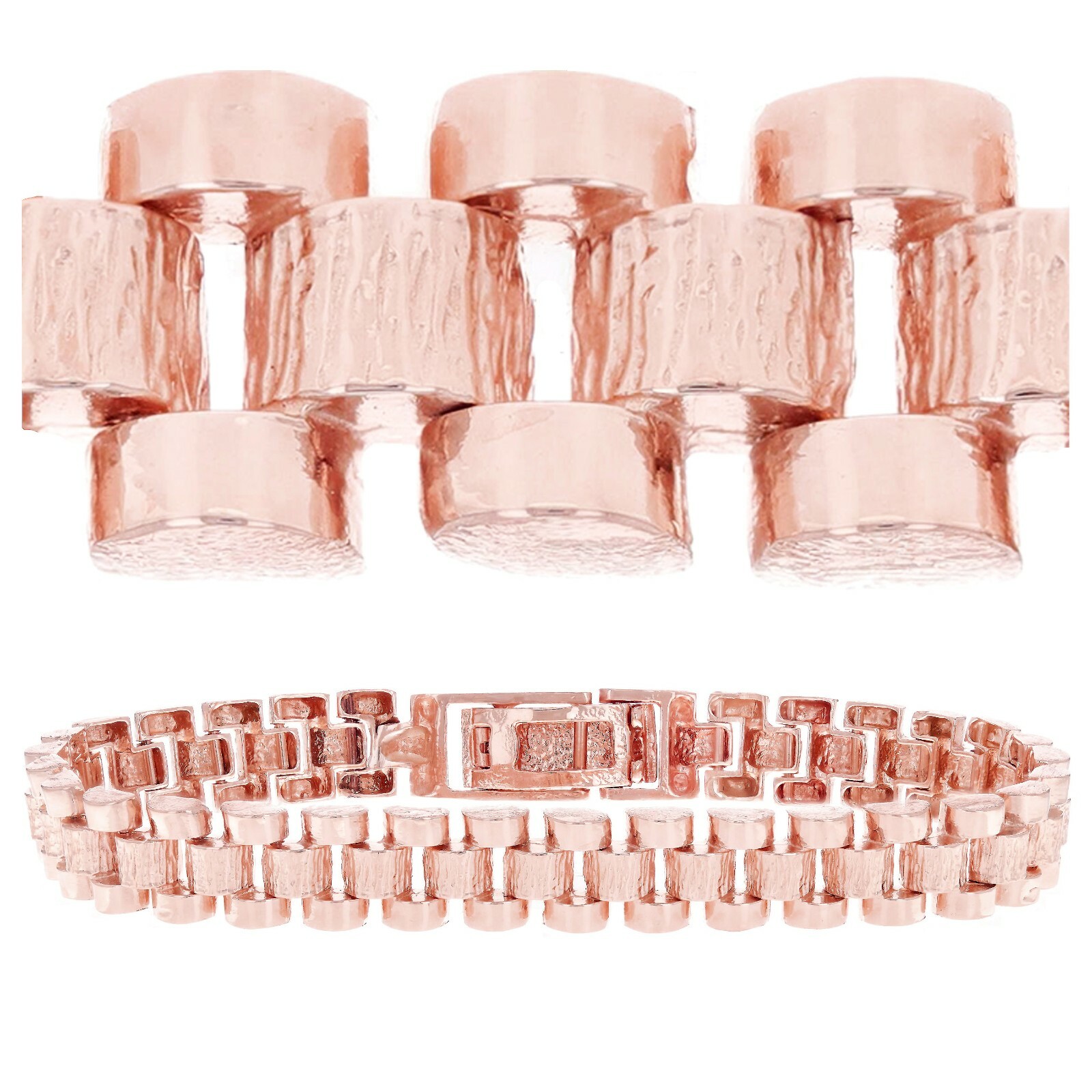 10k Rose Gold Watch Link Bracelet Adjustable 8-8.5″ 8.5mm 20.1 grams