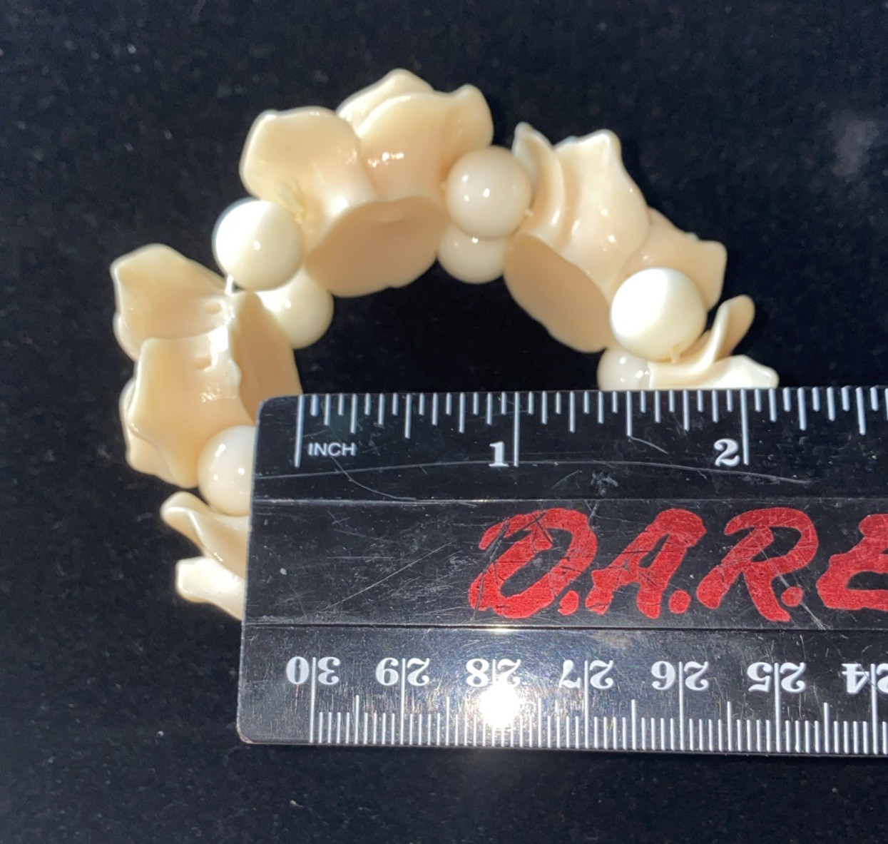 Vintage Plastic Resin (?) Pinky/ Yellow Rose Stretch Bracelet Stunning