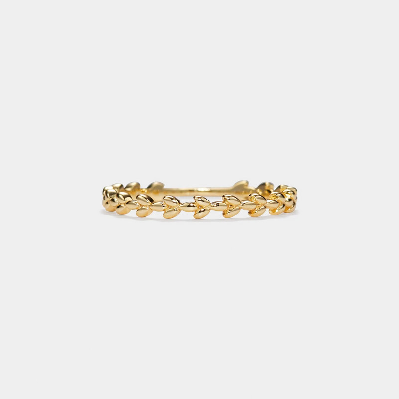 Dainty Olive Tree Leaf Band Stacking Thin Ring in 925 Sterling Silver