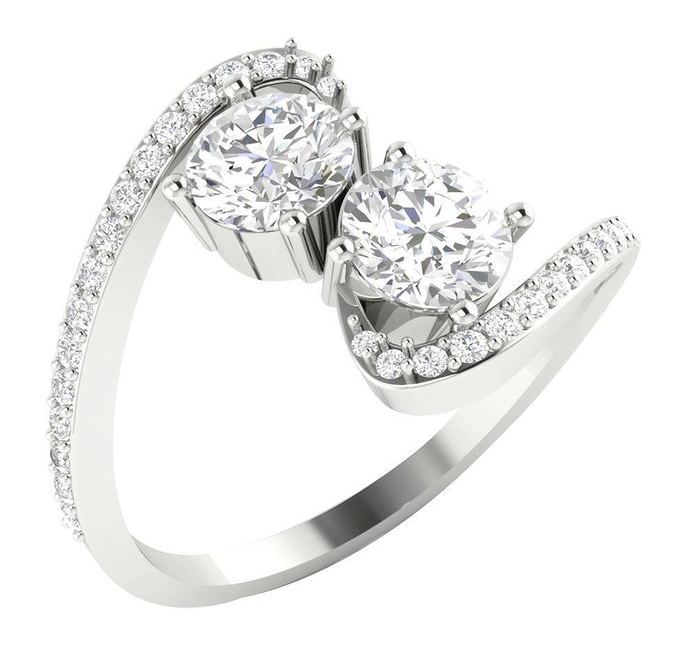 I1 G 1.60 Ct Forever Us Two Stone Diamond Solitaire Anniversary Ring 14K Gold