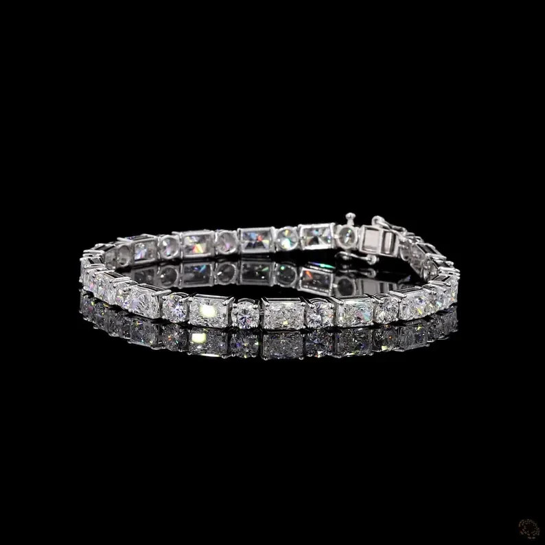 15.00 Ctw Mix Cut Lab Created Diamond Tennis Bracelet 14K White Gold Plated