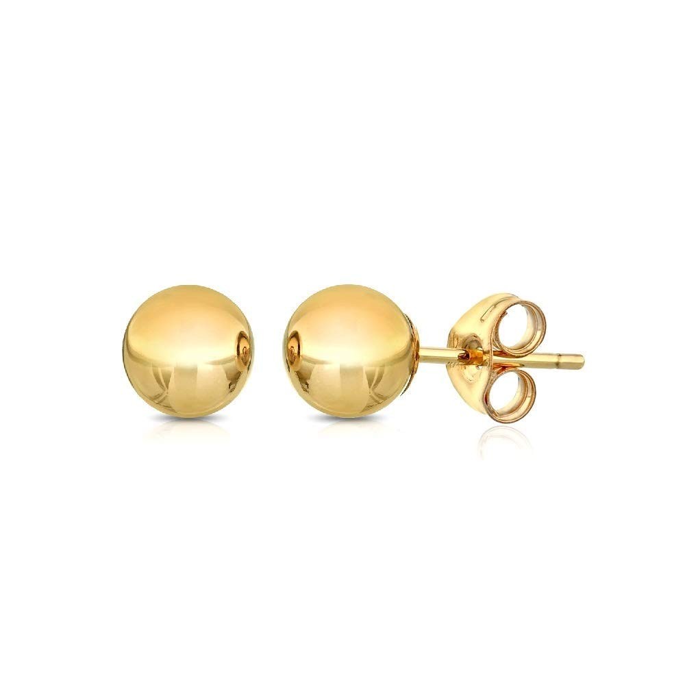 Premium 14K Gold Ball Stud Earrings – Available in Yellow, Rose & White Gold-…