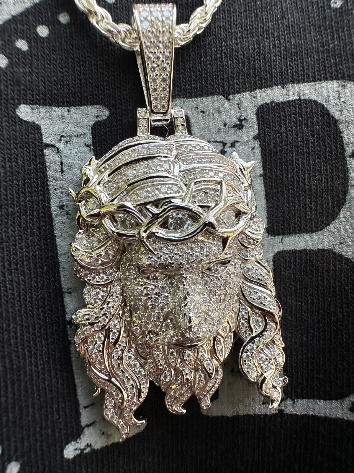 MOISSANITE Real 925 Sterling Silver Iced Hip Hop Jesus Piece Pendant Necklace