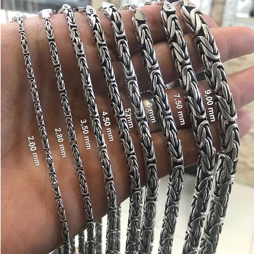 Solid 925 Sterling Silver Men’s King Byzantine Round Chain Necklace! All Sizes