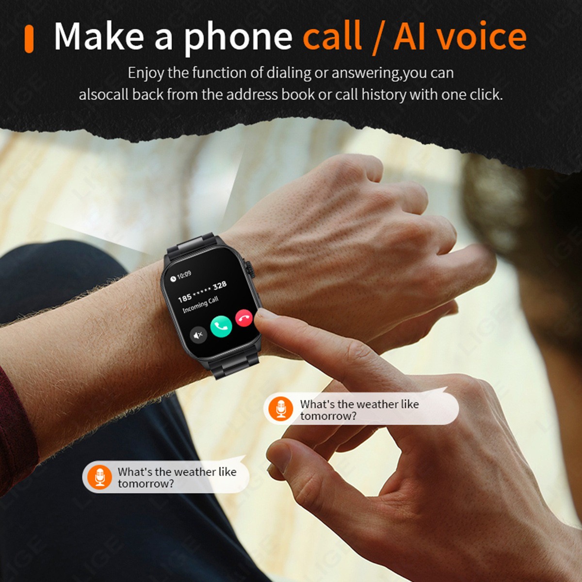 Men Smart Watch 2.01” Rectangle Sport Watch Health Monitor Call Reminder Watch