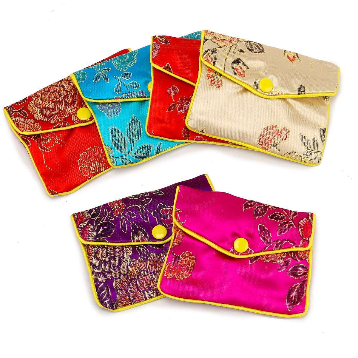 12 Fancy Silk Chinese Jewelry Purse Pouches with Zipper Gift Bag Pouch 3″ x 3.9″