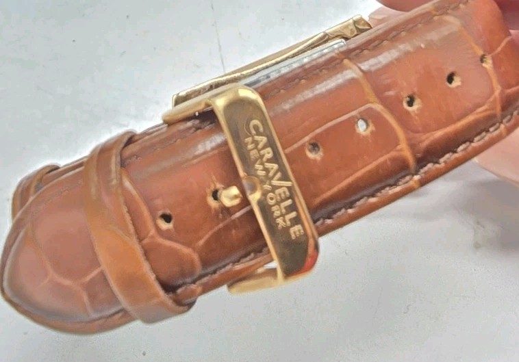 Caravelle New York by Bulova 44A104 Rose Gold Tank Style Mens Dress Watch & Box