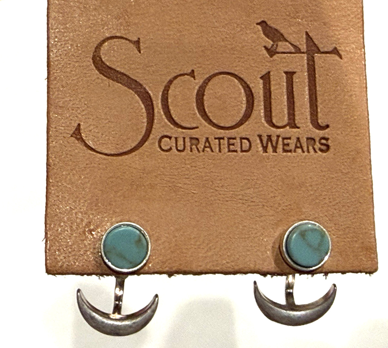 SCOUT CURATED WEARS STONE OF THE SKY TURQUOISE BLUE POST SUN MOON EARRINGS NEW