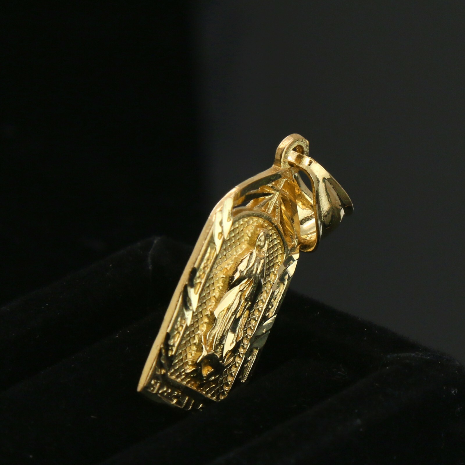 Virgin Mary Temple 14k Gold Plated Brass Pendant 24″ Figaro Choker Chain
