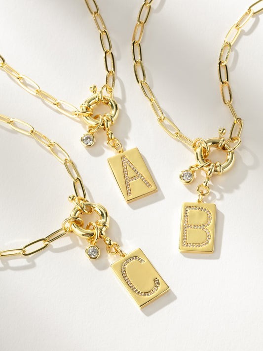 Dainty Layering Initial Necklaces for Women 14k Gold Plated Paperclip Chain NEC