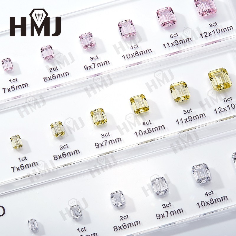 11 Shapes Kit CZ Diamond Carat Chart Comparison Set White Pink Yellow Gemstone