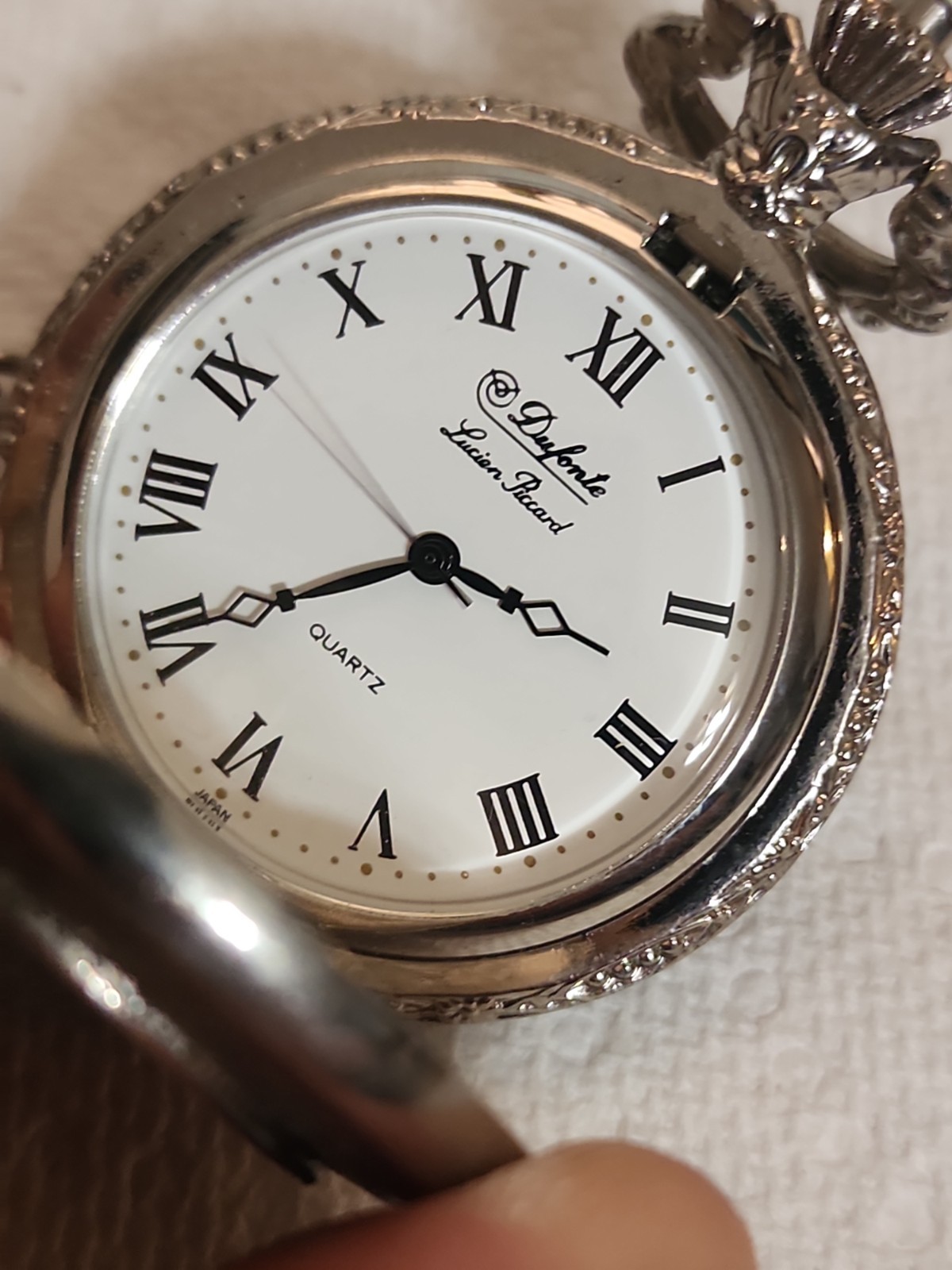 Lucien Piccard DuFonte Quartz Pocket Watch W/ 1943 Half Dollar Case *NICE*