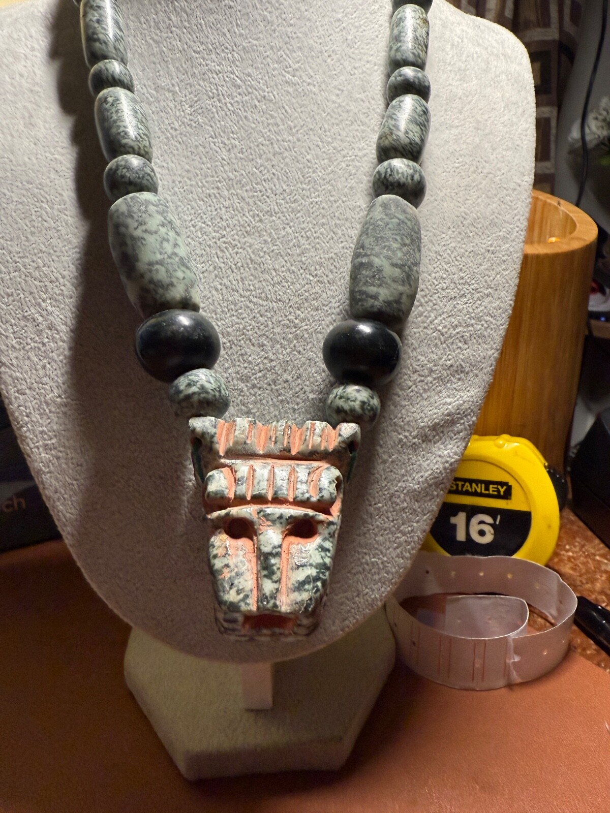Granite Quetzalcoatl Feathered Serpent Pendant Kukulkan Mayan Plumed Serpent #14