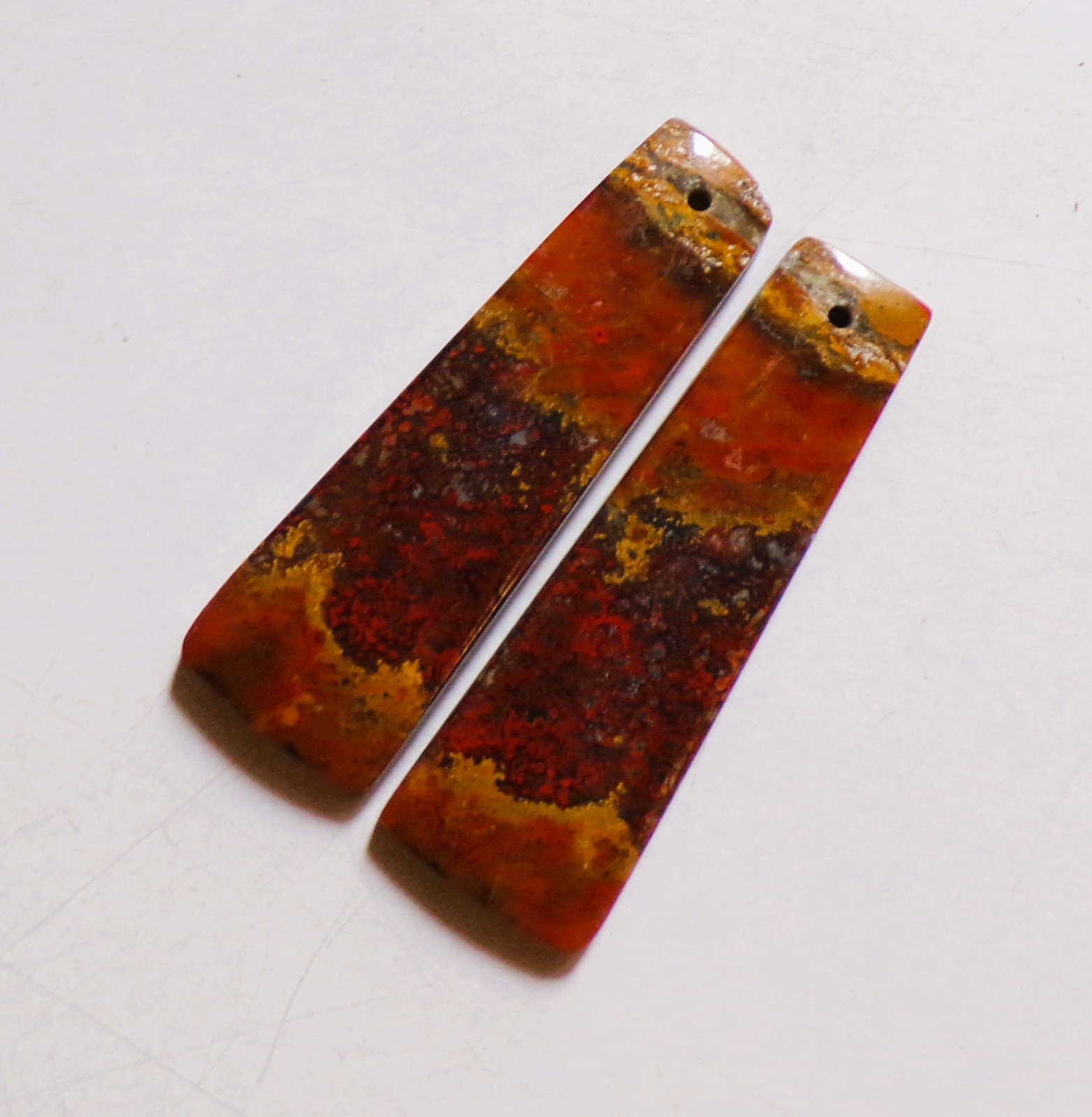 37.75 Cts Natural Seam Agate Drilled Cabochon Match Pair Gemstone 38X12.4MM 38