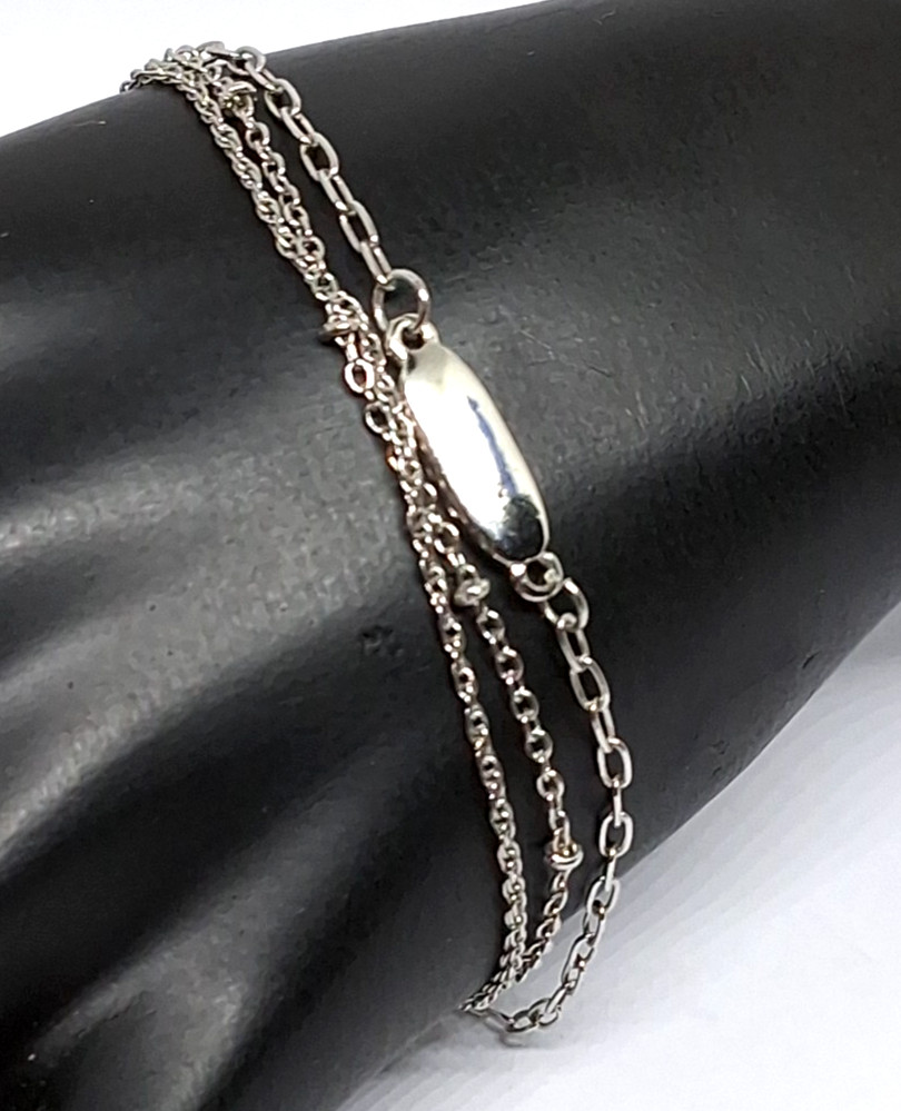 Vintage Silver Tone Triple Chain Bracelet Size 7.25