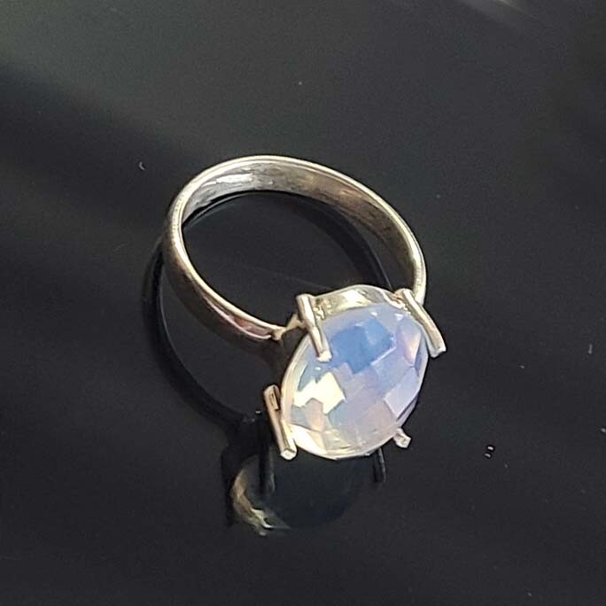 Cut Blue Opal Gemstone 925 Sterling Silver Handmade Fine Ring All Size Available