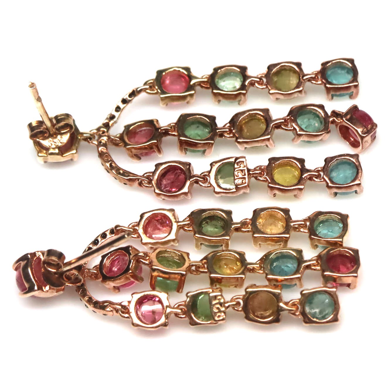 Girlfriend 925 Sterling Silver Fancy Color Tounrmaline Spinel Earrings Rose Gold