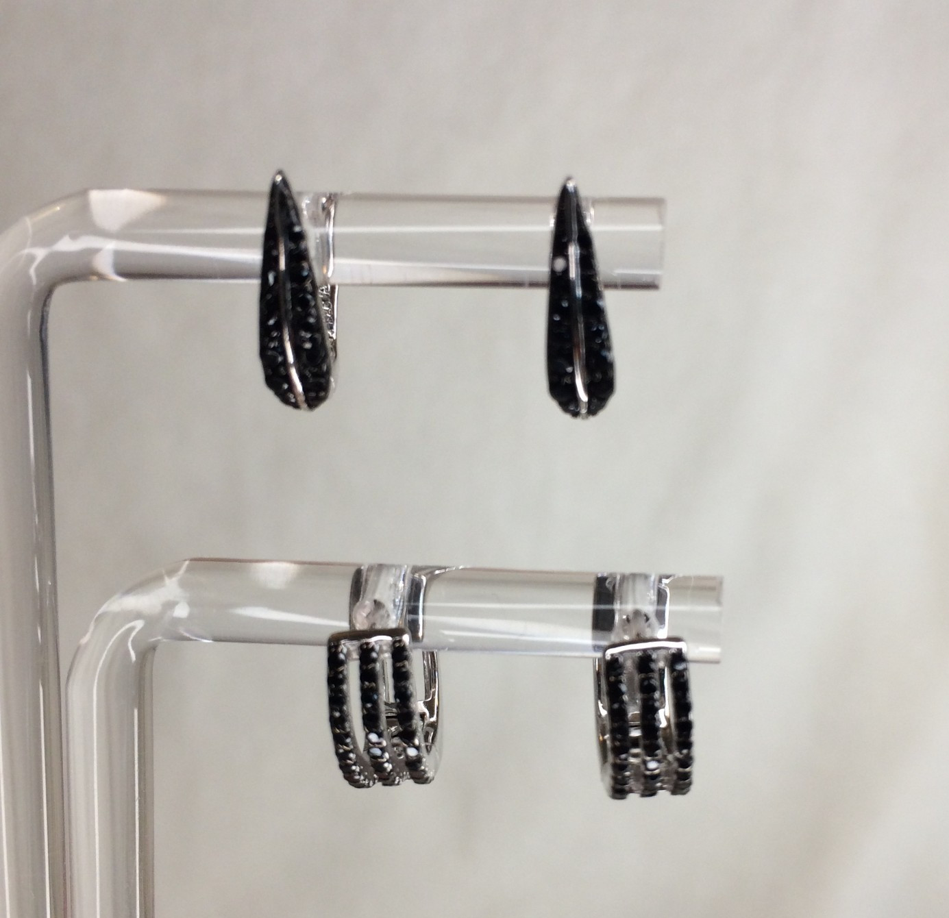 Black Spinel Rhodium Over Sterling Silver 2 Piece Earring Set 0.68ctw NEW
