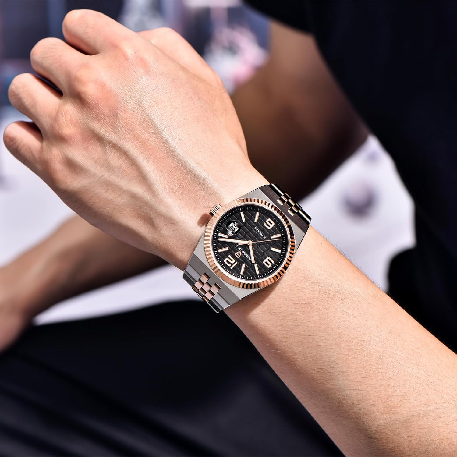 Men’s Luminous Japanese Automatic Watch, 10ATM Waterproof, Stainless Steel
