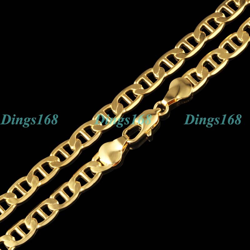 18K Gold Filled Tarnish-Free 5.5mm Wide Mariner Link Anchor Chain Necklace T081N