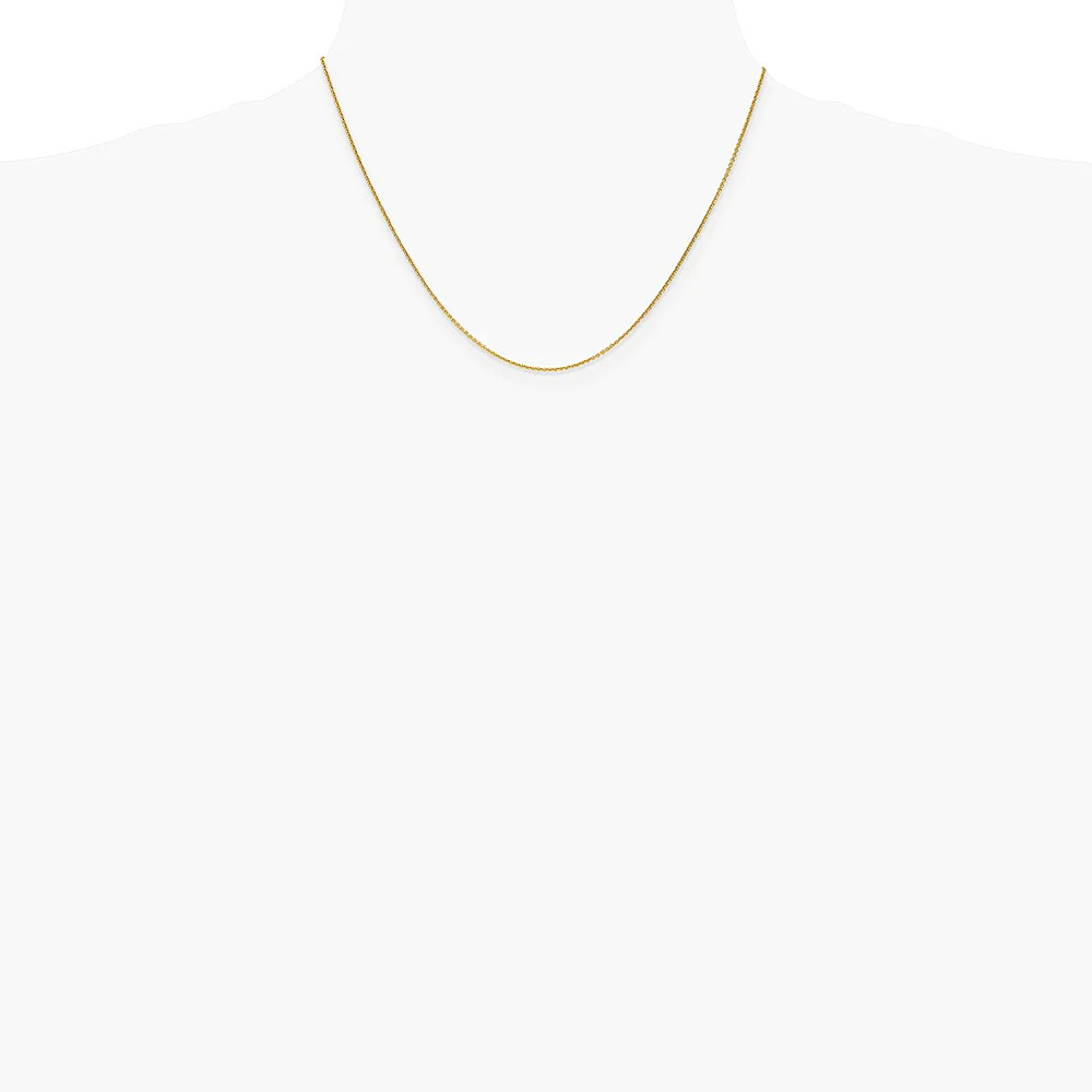 14K Yellow Gold 1mm Round Open Link Cable Chain Necklace 14″-30″