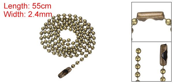 Stainless Steel Ball Chain 2.4mm Dia 21.7″ Length Round Bead Necklace Bronze