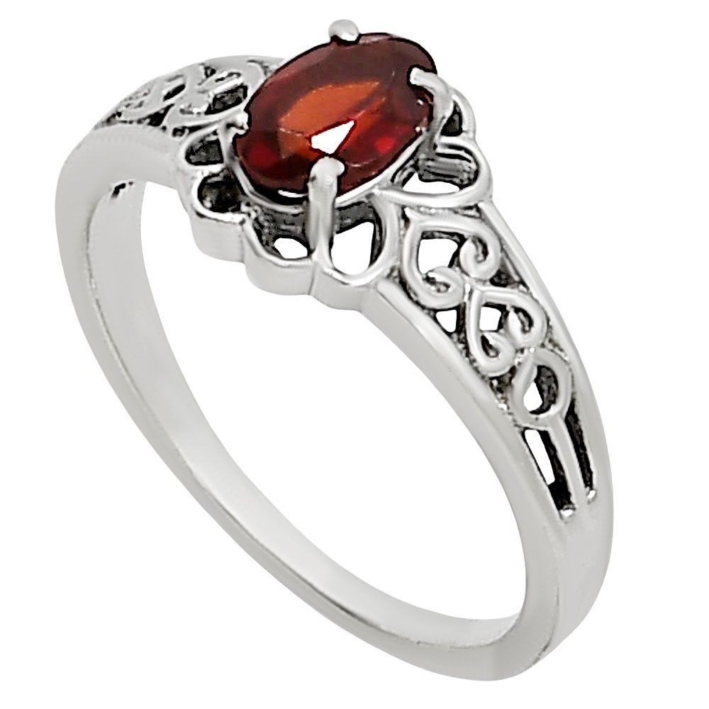 Hessonite Garnet – Madagascar 925 Sterling Silver Ring s.7 Jewelry R-1172
