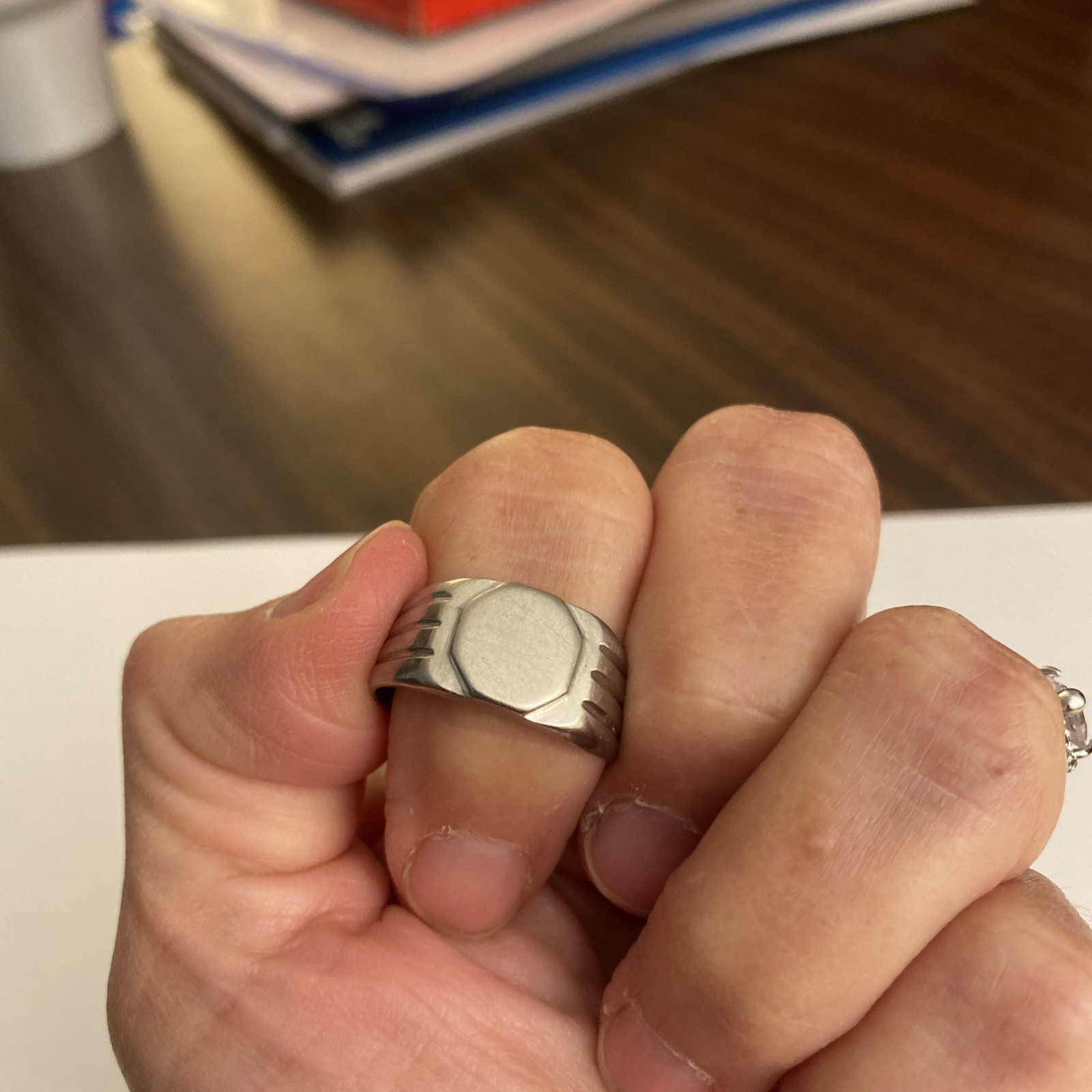 Silver Toned Signet Ring Great Shape Unsure Of Size