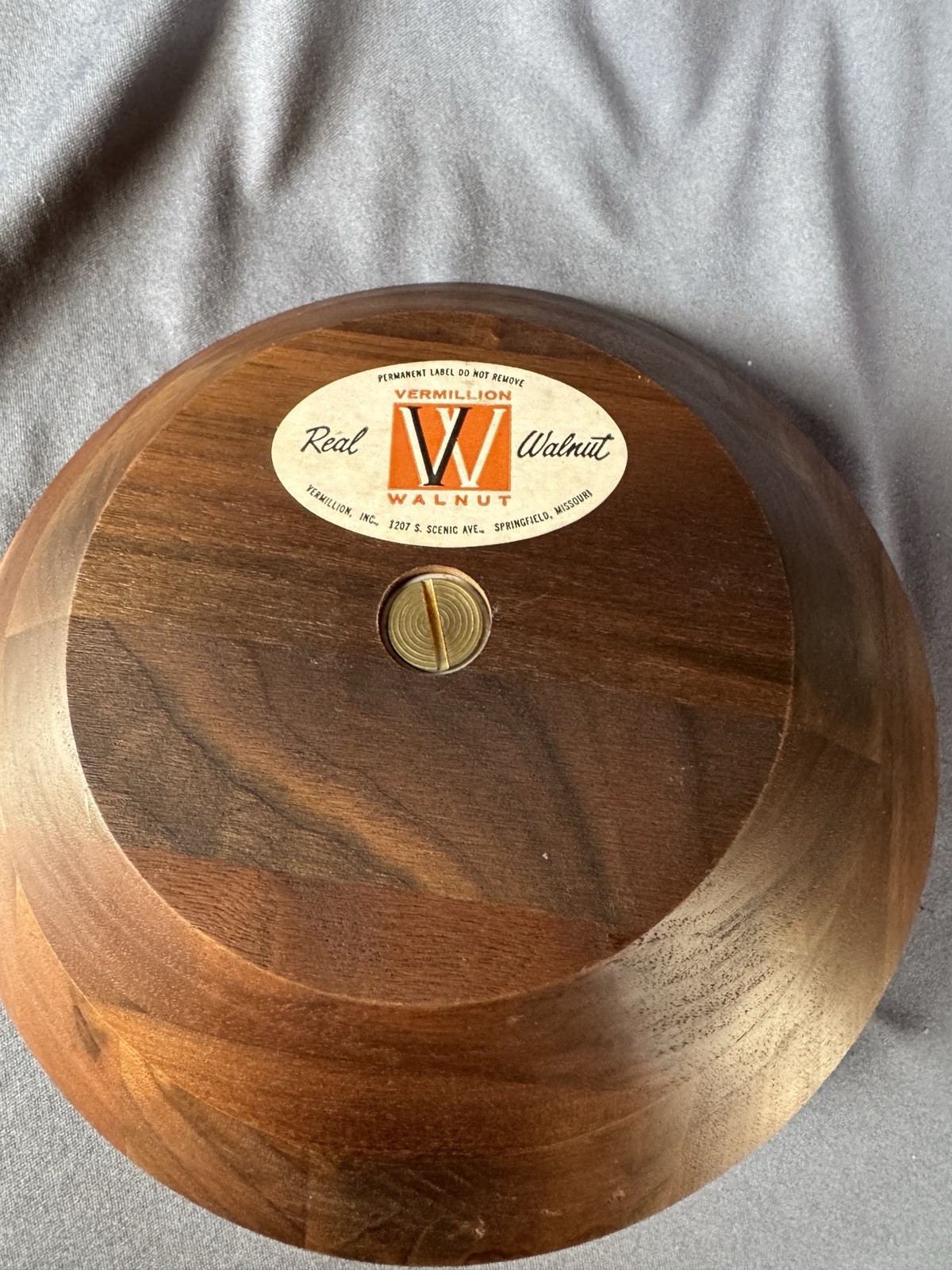 VTG Vermillion Walnut Ring Holder Dish MCM Wood Jewelry Tray USA