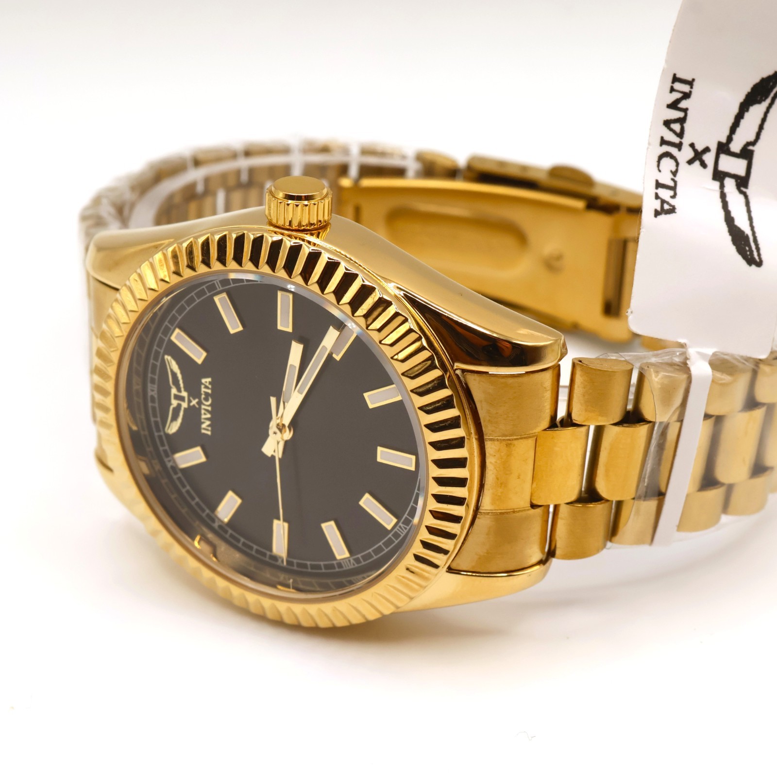 Invicta 69006 Golden Noir Gold Case Black Dial Flame Fusion Crystal Watch