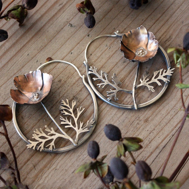 Leaf Flower Earrings Vintage Women’s Hollowed Out Handmade Earrings