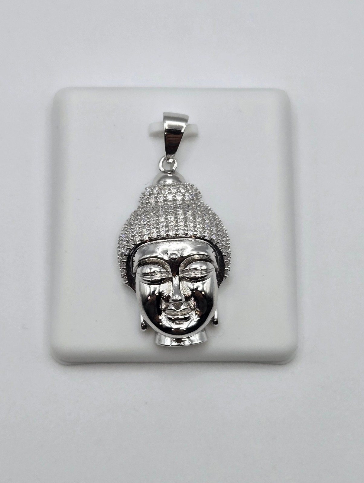 NEW Solid 925 Sterling Silver Buddha Meditation Pendant 4.0CTW MOISSANITE, USA