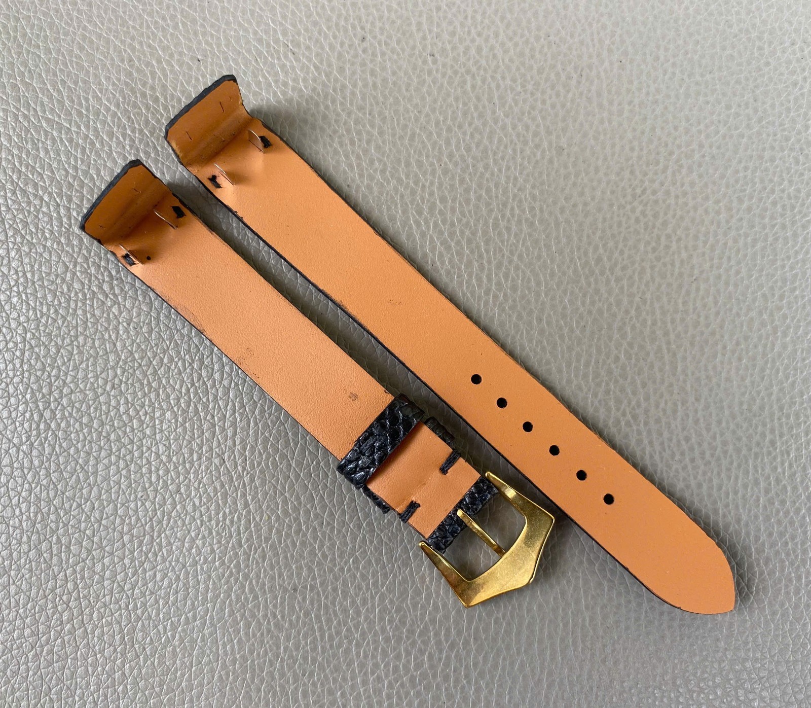 Open Ended Black Genuine Lizard Leather Watch Strap size 12 13 14 15 16 17..26mm