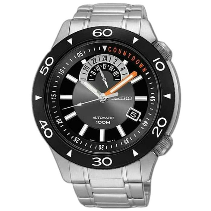 SEIKO AUTOMATIC SSA183K1 Black Dial Date Steel 100M Watch 4R37 Countdown