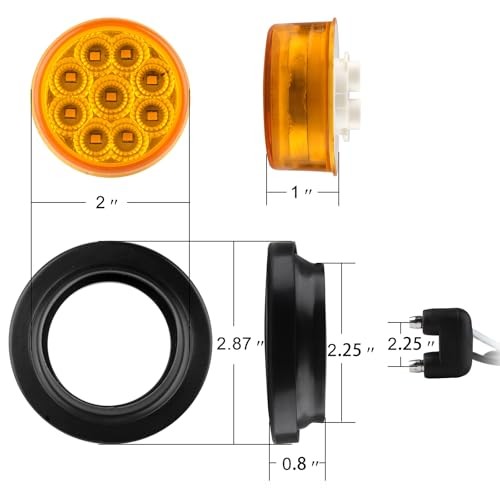 2″ Round LED Marker Lights 9 LEDs w/Reflectors, 10 Amber & 10 Red 2 inch LED