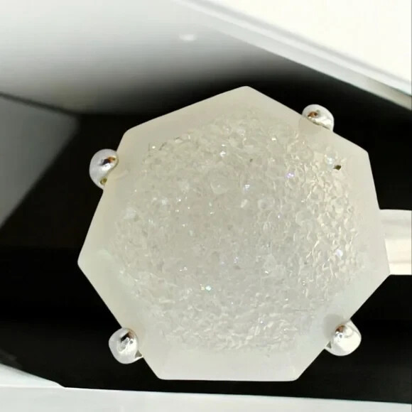 KENDRA SCOTT Silver Cynthia White Mix Stone Cuff Bracelet.