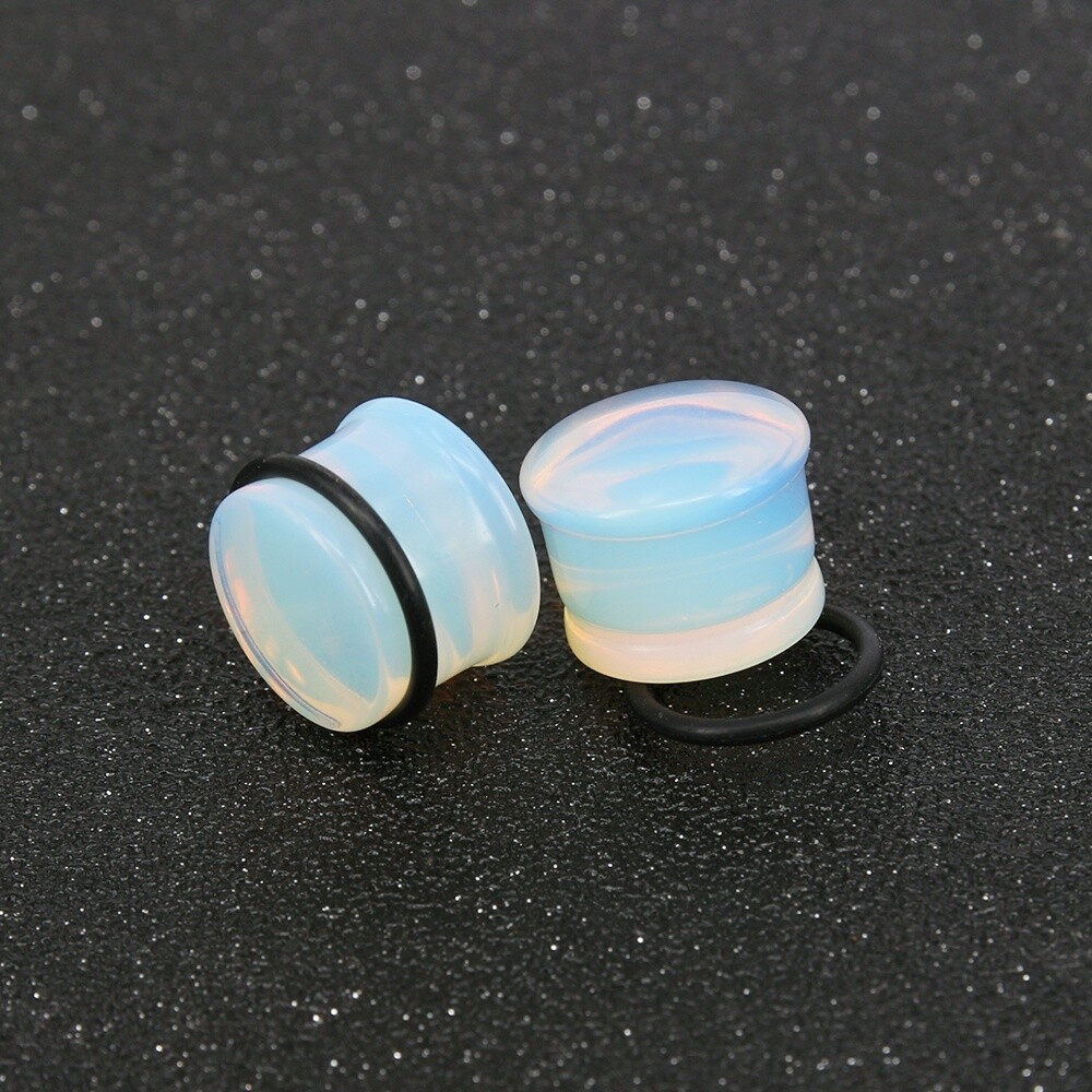 1 Pair Glass Ear Gauges Mushroom Single Flare Plug Ear Lobe Stretching Piercing