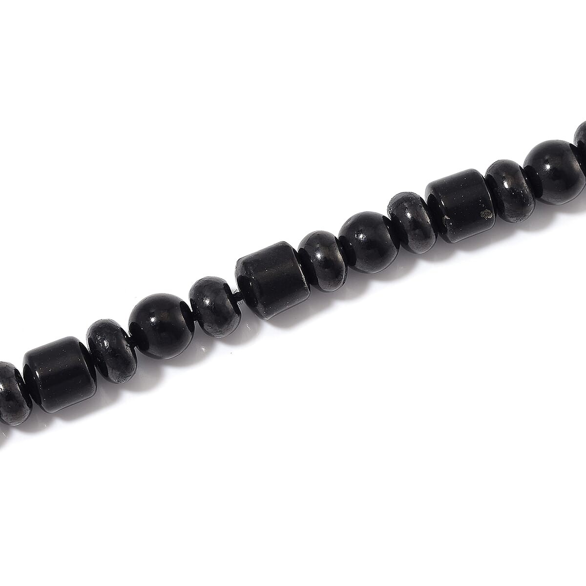 90.00ctw Shungite Fancy Beaded 20″ Necklace Rhodium Plated Magnetic Clasp