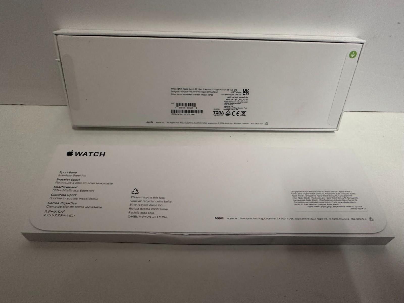 Apple MXEV3QA/A Apple Watch SE Gen 2 44mm Starlight Alu & Strap Case *BOX ONLY*
