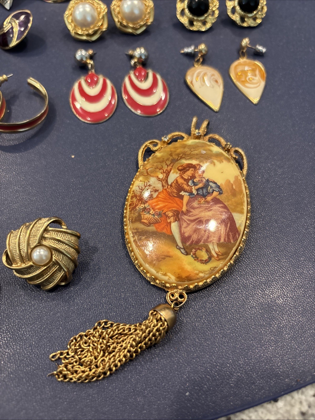 Lot of 18 Pairs of Vintage Pierced Earrings Variation Of Colors And Shapes.