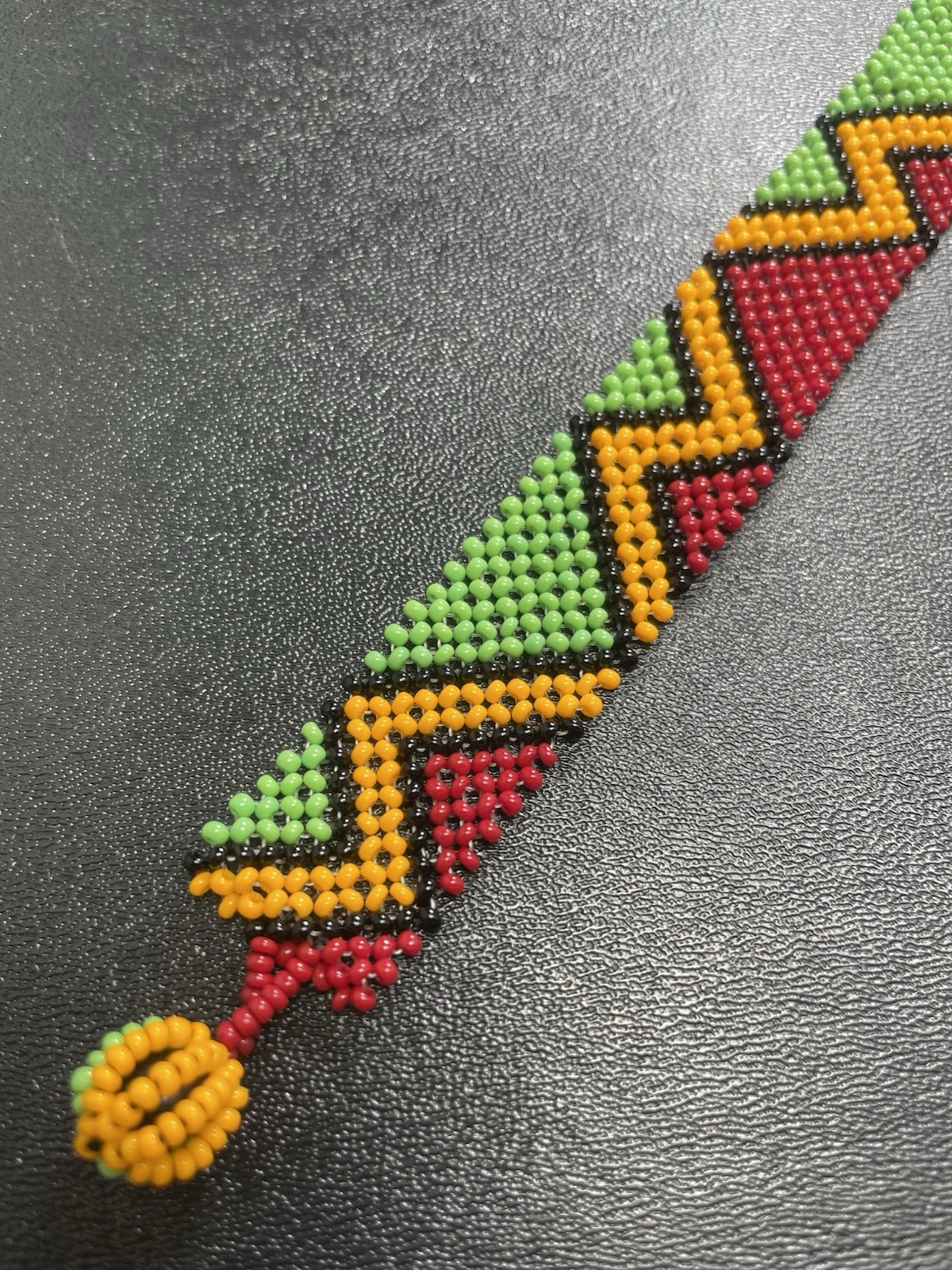 Vintage Green Red & Yellow Glass Beaded Toggle Bracelet