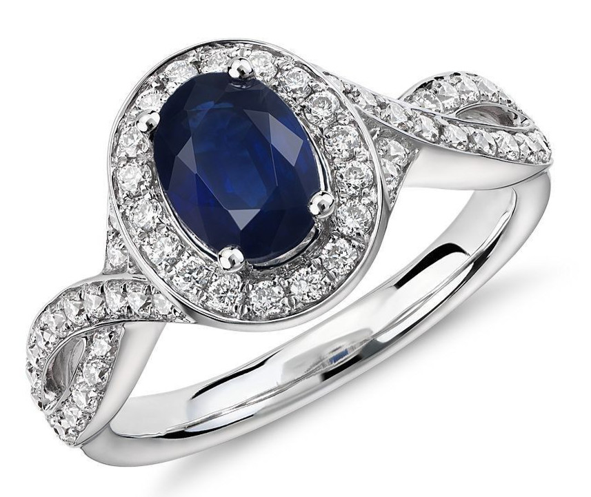 0.78ct Natural Round Diamond 14K BIS Hallmarked White Gold Sapphire Wedding Ring